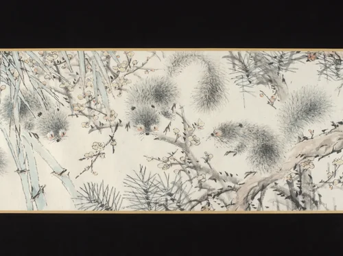 Three squirrels by Xugu (虛谷), painting, 1894