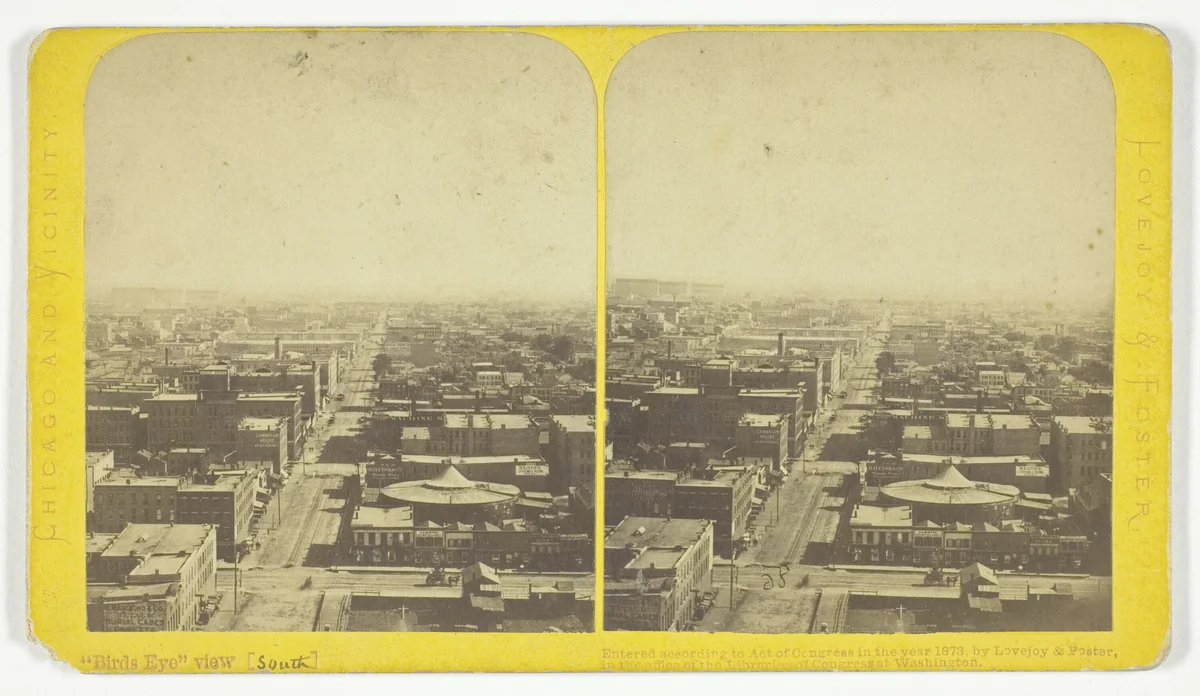 Bird's Eye View (South), from the series "Chicago and Vicinity" by Lovejoy Foster, photograph, 1873