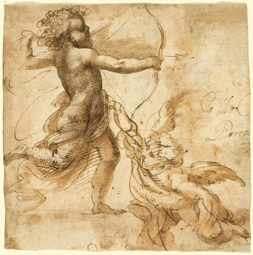 Cupid by Giulio Cesare Procaccini, drawing, 1610-1620