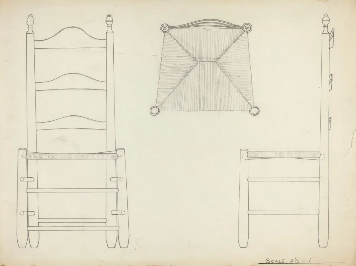 Study for Drawing of Chair by American 20th Century, index of american design, 1935-1942