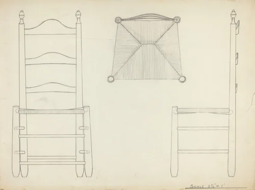 Study for Drawing of Chair by American 20th Century, index of american design, 1935-1942