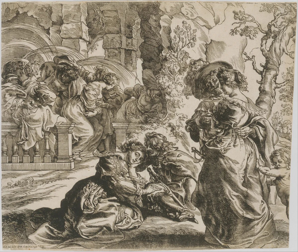 The Garden of Love (right block) by Christoffel Jegher, print, 1630-1639