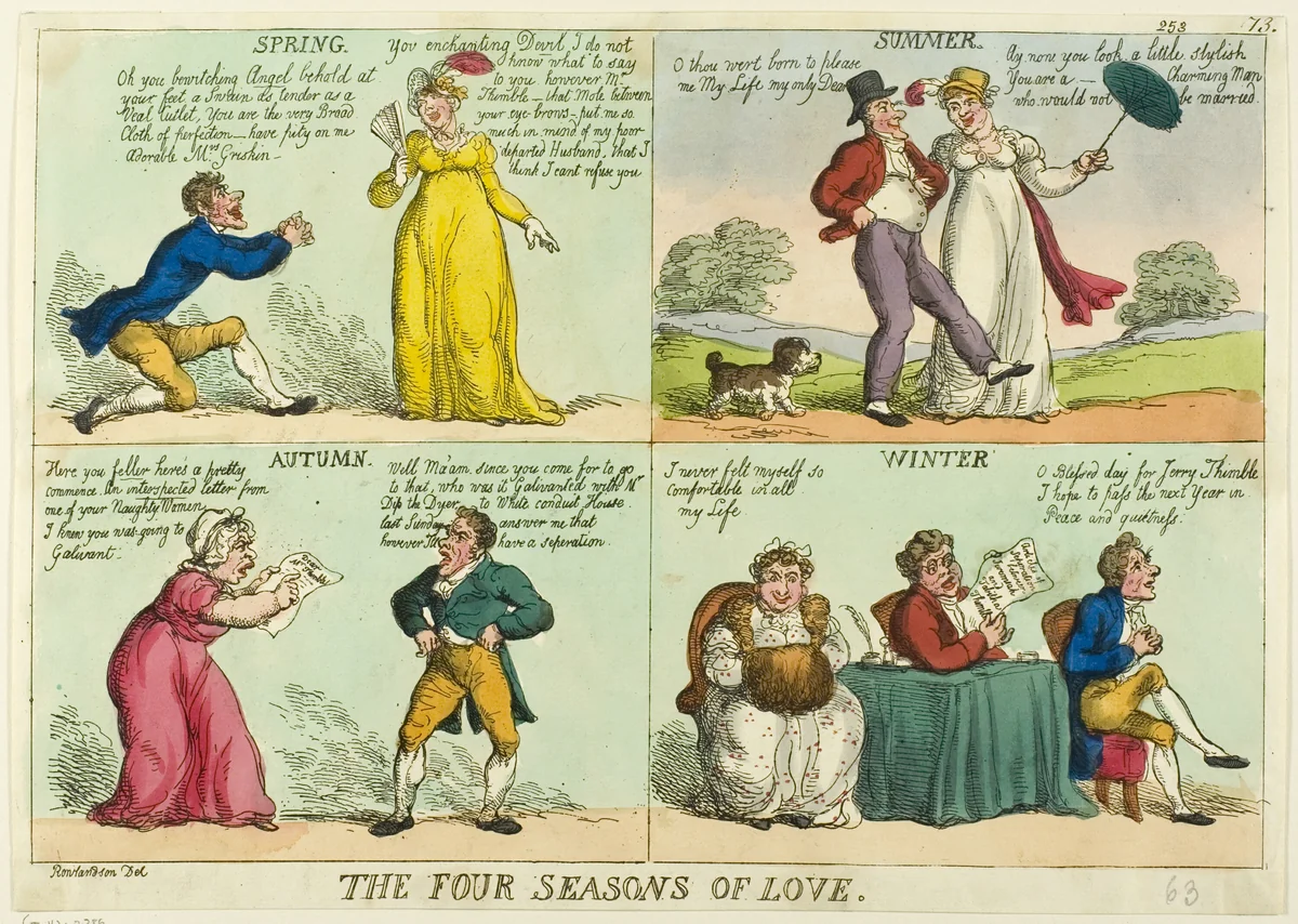 The Four Seasons of Love by Thomas Rowlandson, print, 1814