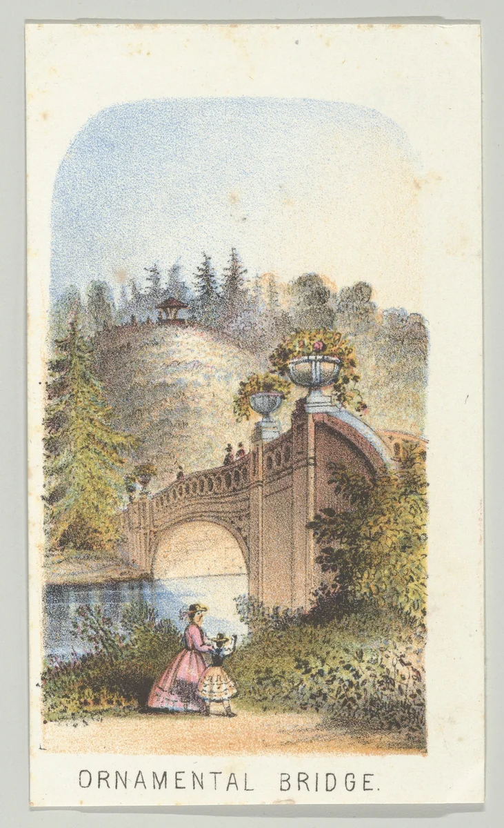 Ornamental Bridge, from the series, Views in Central Park, New York, Part 2 by Louis Prang & Co., print, 1864