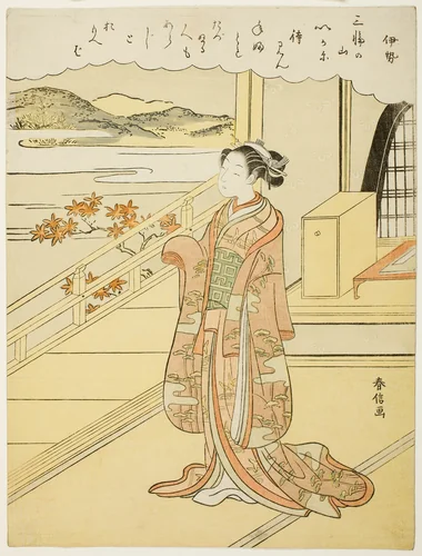 Ise, from an untitled series of Thirty-six Immortal Poets by Suzuki Harunobu (鈴木春信), print, 1762-1773