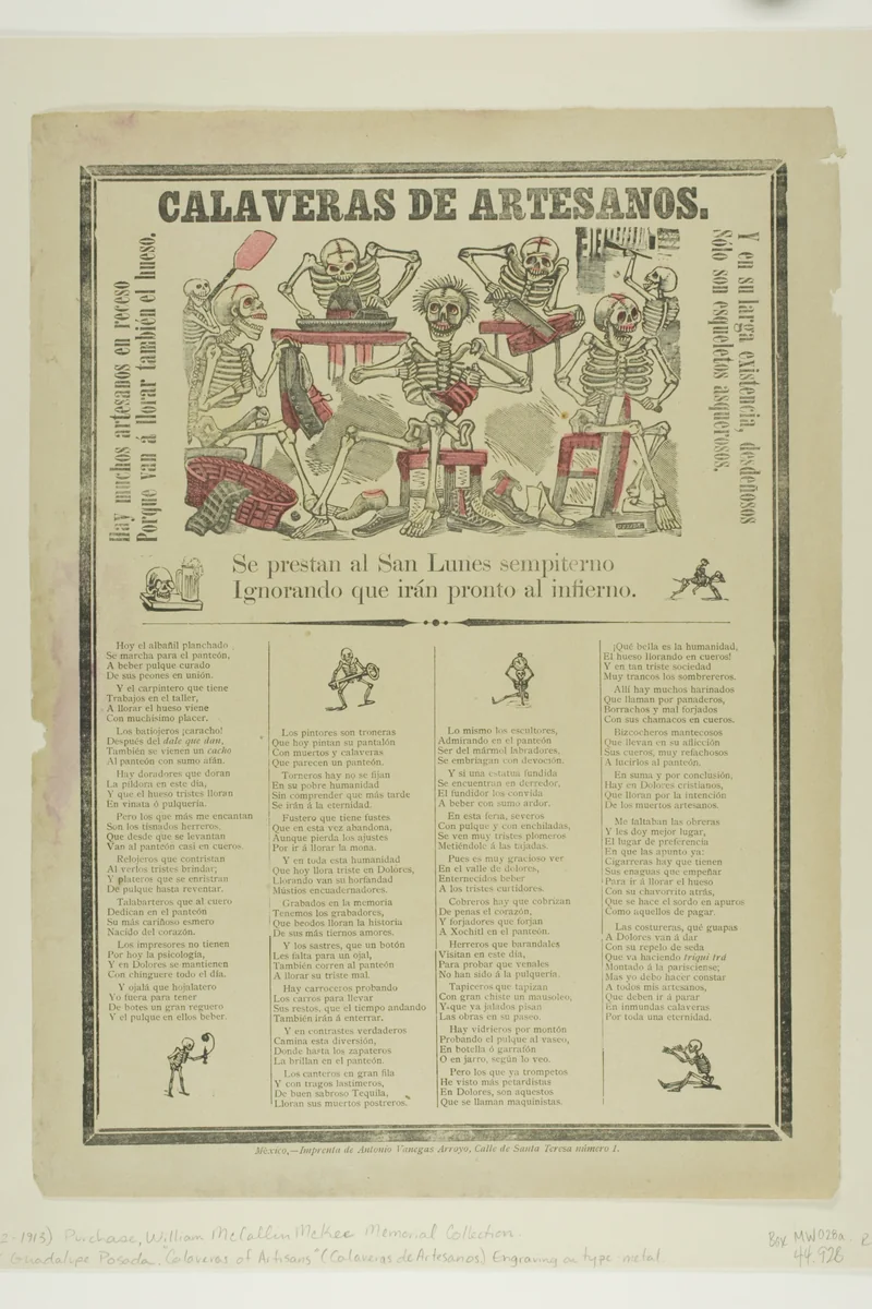 Calaveras of Artisans by José Guadalupe Posada, print, 1871-1913