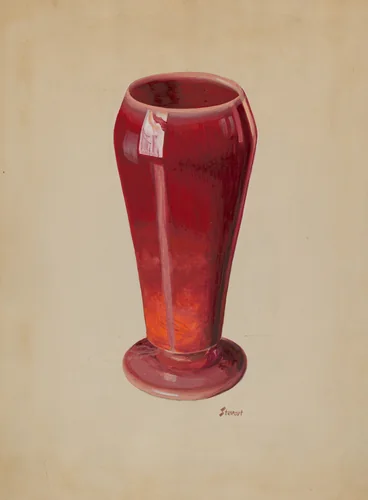 Vase (Red Opaque Glass) by Robert Stewart, index of american design, 1936