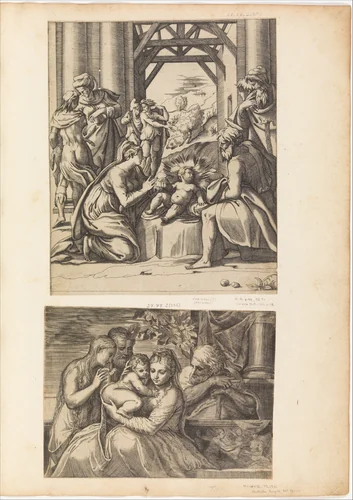 Adoration of the Shepherds by Girolamo Fagiuoli, print, 1539-1574