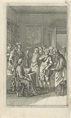 Wonderbaarlijke genezing by Lodewijk Joseph Fruytiers, print, 1723-1783