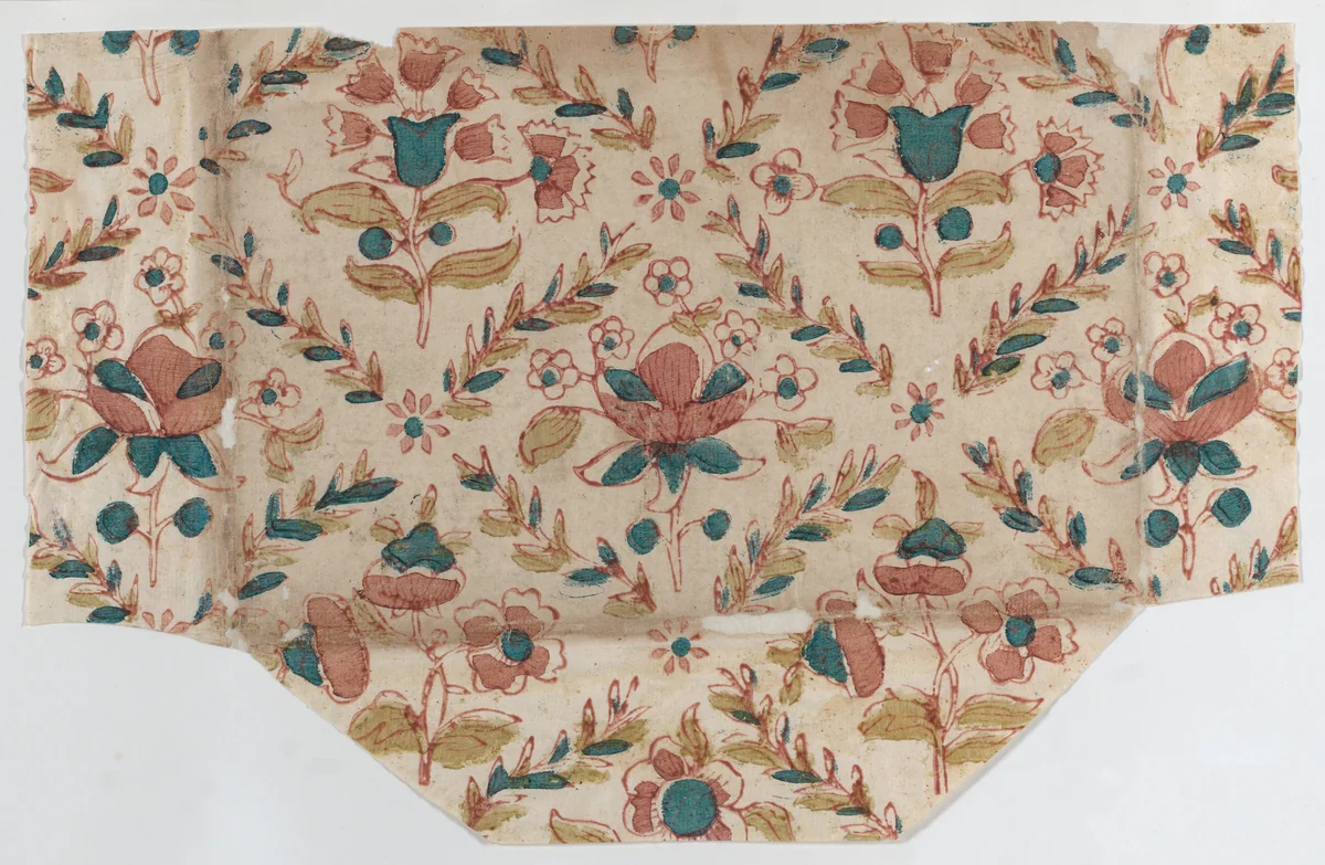 Sheet with floral and leaf pattern by anonymous, print, 1700-1800