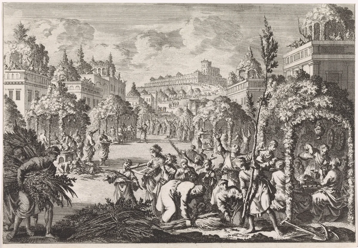 Loofhuttenfeest by Jan Luyken, print, 1700