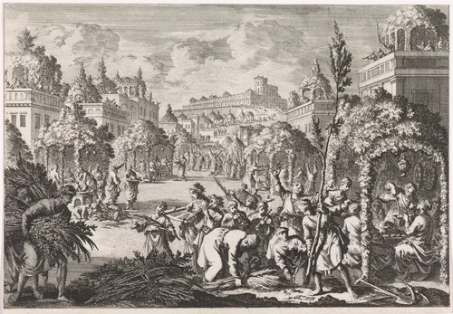 Loofhuttenfeest by Jan Luyken, print, 1700