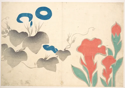 Design of Morning–glory and Other Flowers by Ogata Kōrin, print, 1658-1716