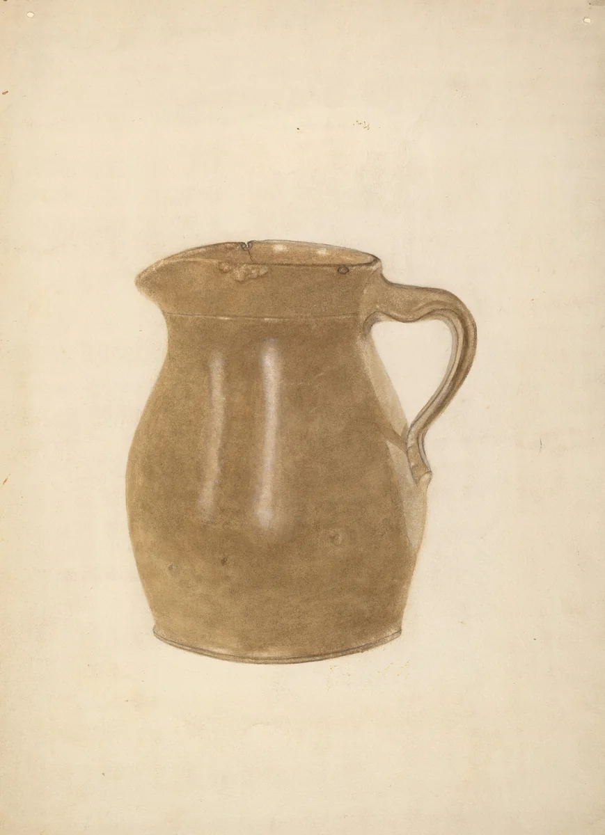 Stoneware Pitcher by Lucille Pettijohn, index of american design, 1935-1942
