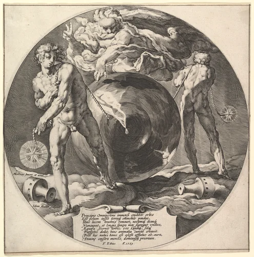 God Creating Heaven and Earth, title page from "The Creation of the World" by Jan Muller, print, 1589