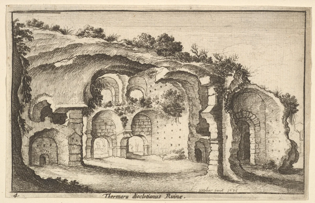 Thermaru diocletiani Ruinae (Baths of Diocletian), from "Roman Ruins" by Wenceslaus Hollar, print, 1651