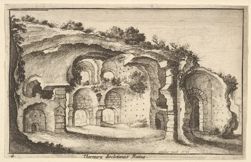 Thermaru diocletiani Ruinae (Baths of Diocletian), from "Roman Ruins" by Wenceslaus Hollar, print, 1651