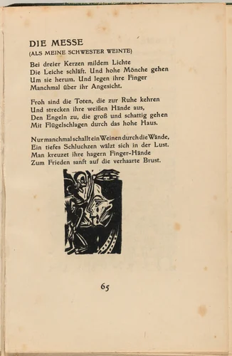 Die Messe (The Mass) (in-text plate) from mock-up of Georg Heym: Umbra Vitae (Georg Heym: Shadow of Life) by Ernst Ludwig Kirchner, volume, 1912-1922