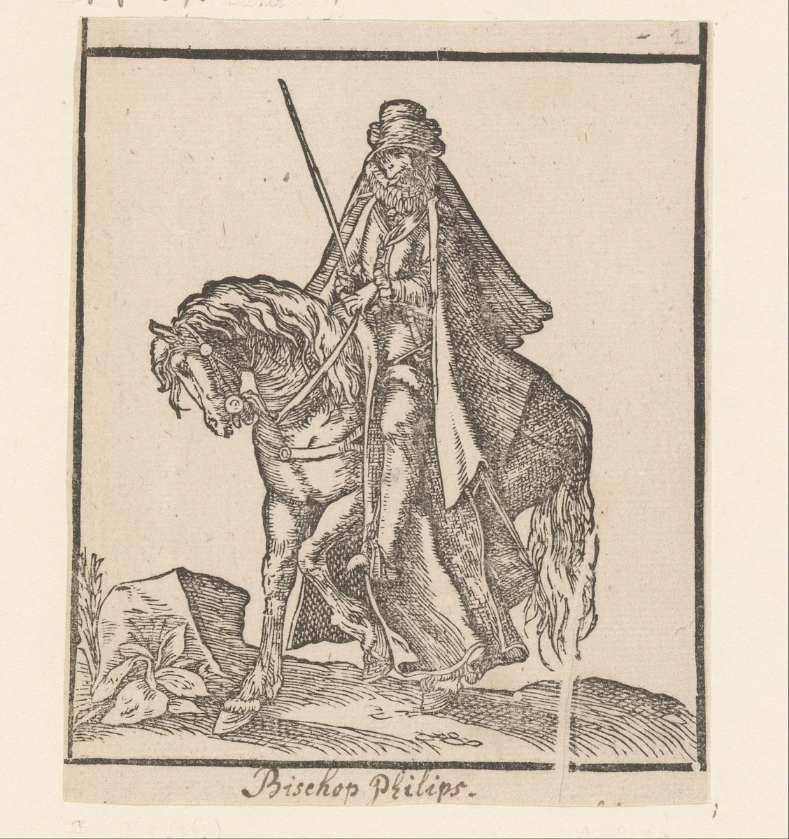 Ruiter met zwaard by anonymous, print, 1580