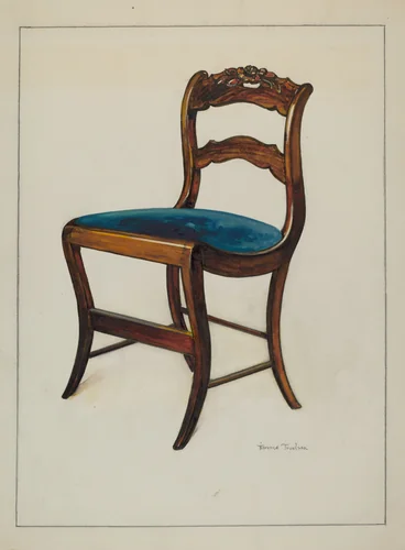 Mahogany Chair with Card Rose Design on UpperWrung by Florence Truelson, index of american design, 1937