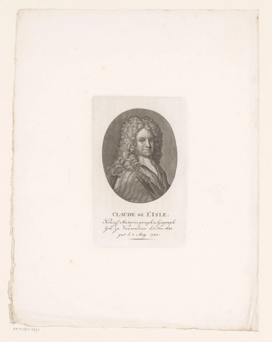 Portret van Guillaume Delisle by Konrad Westermayr, print, 1775-1834