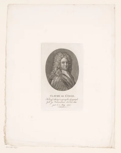 Portret van Guillaume Delisle by Konrad Westermayr, print, 1775-1834