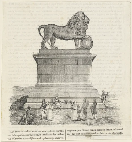 Monument voor de Slag bij Waterloo, 18 juni 1815, te Braine l' Alleu by anonymous, print, 1826-1899