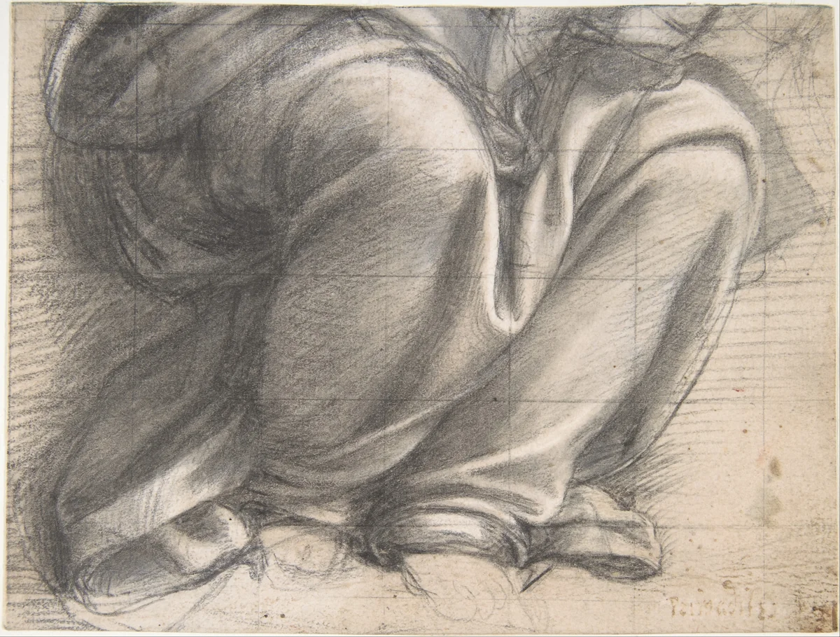 Study of Drapery over the Knees of a Seated Figure by Fra Bartolomeo, drawing, 1472-1517