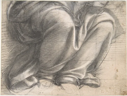 Study of Drapery over the Knees of a Seated Figure by Fra Bartolomeo, drawing, 1472-1517