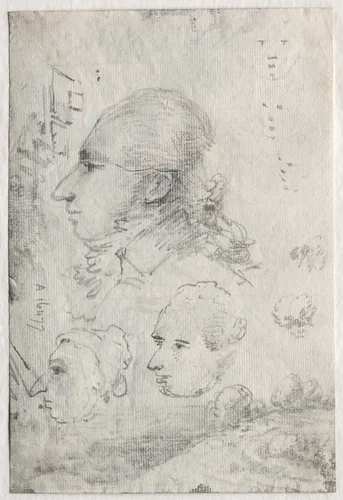Studies of Heads (verso) by Thomas Monro, drawing, 1820-1829