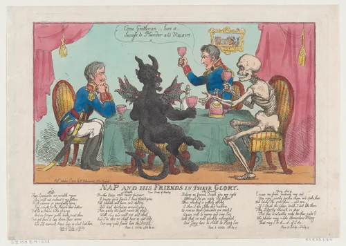 Nap and His Friends in their Glory by Thomas Rowlandson, print, 1808