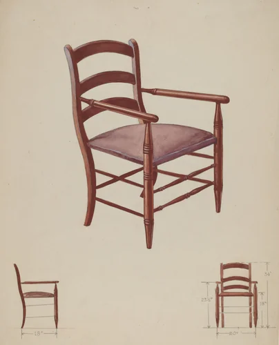 Slat-back Chair by George Kirschner, index of american design, 1936