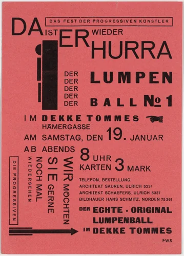 Lumpenball No 22, 23, 24: Die Fester der Progressiven Künstler by Franz Wilhelm Seiwert, design, 1932