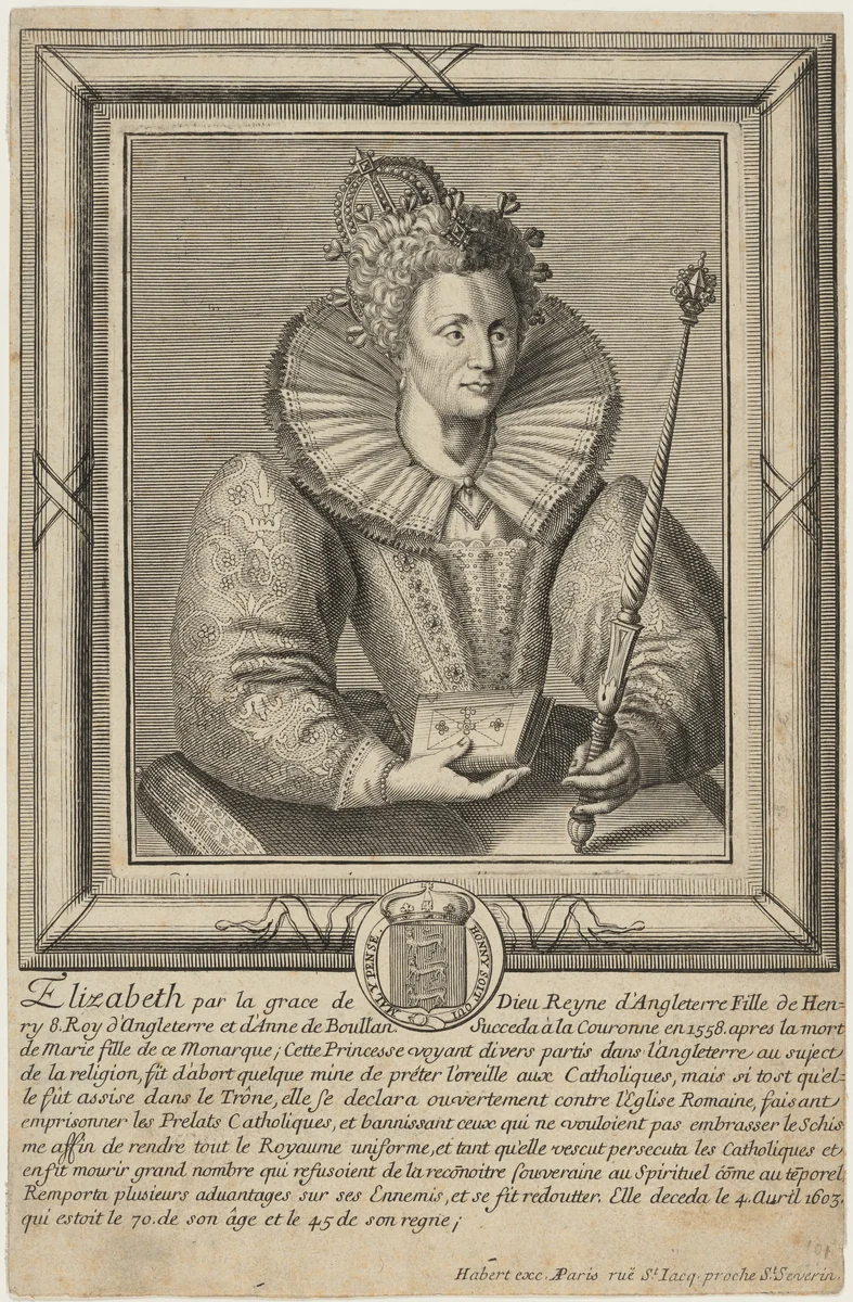 Queen Elizabeth by Crispijn van de Passe I, print, 1565-1637