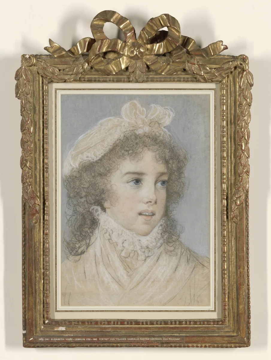 Yolande Gabrielle Martine (1749-93), duchesse de Polignac (verso: schets van een staande vrouw met sluier) by Elisabeth Vigée-Le Brun, drawing, 1765-1842