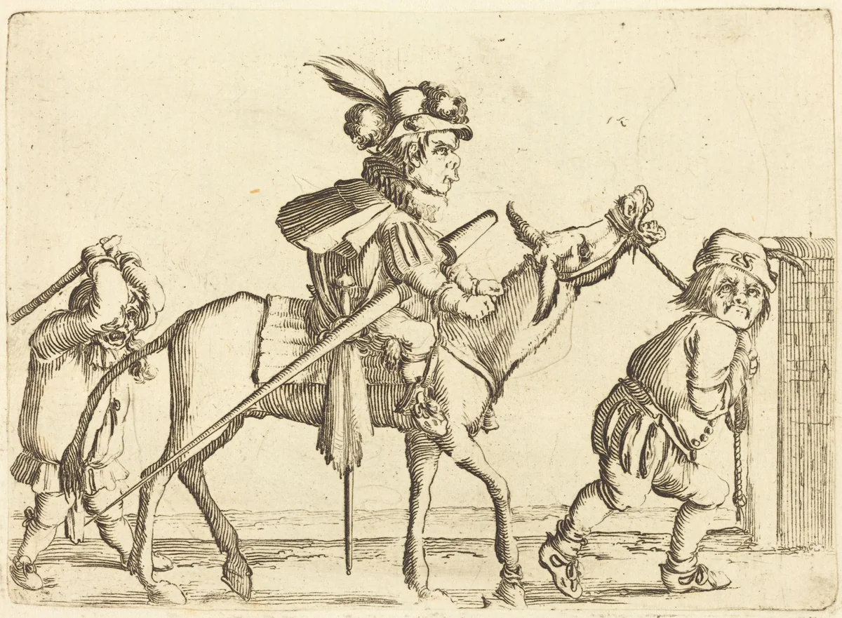 Dwarf Riding an Ass by Stefano della Bella, print, 1610-1664