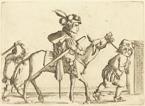 Dwarf Riding an Ass by Stefano della Bella, print, 1610-1664