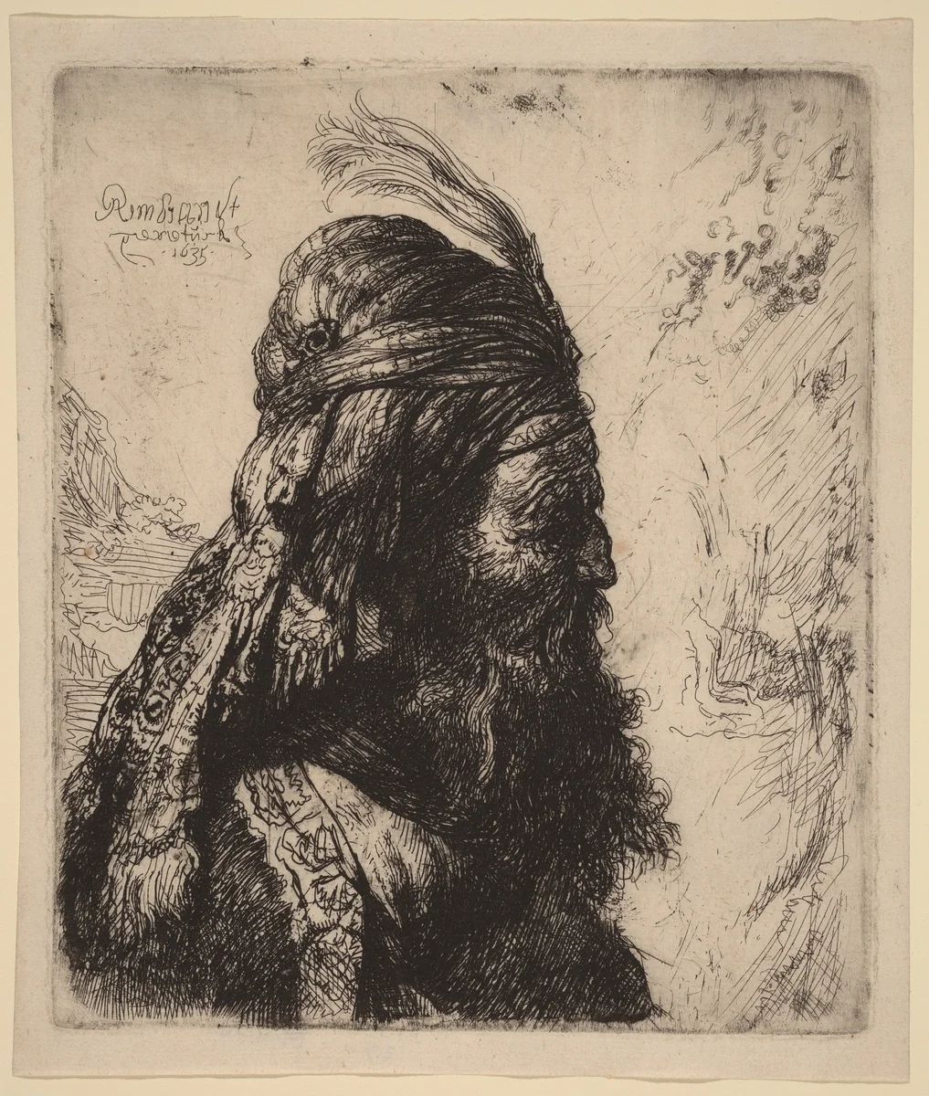 The Third Oriental Head by Rembrandt van Rijn, print, 1635