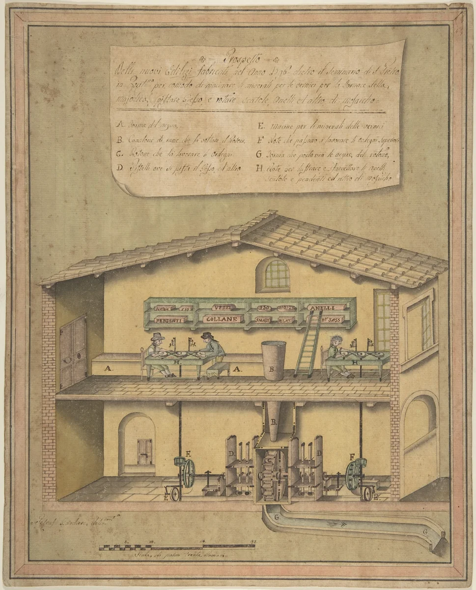 Project for the New Buildings Erected in the Year 1796 behind the Cemetries of St. Peter by Pietro Bandiera, drawing, 1796