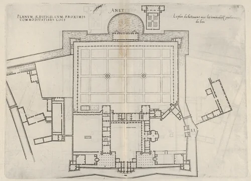 Floorplan of Chateau d'Anet, from "Les plus excellents bastiments de France" by Jacques Androuet du Cerceau, print, 1607