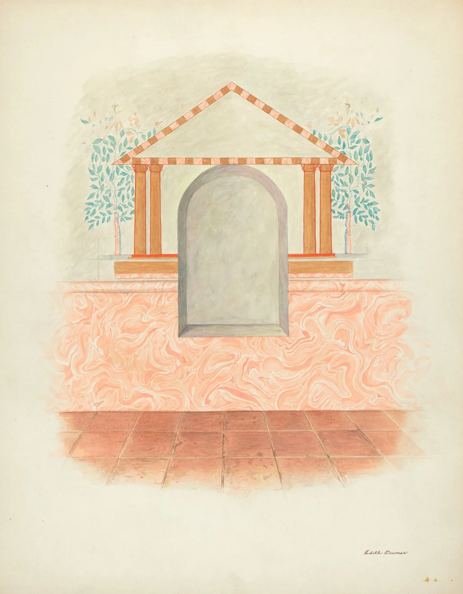Wall Painting: Restoration Drawing by Edith Towner, index of american design, 1940