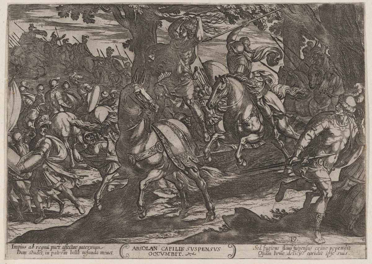 Plate 19: Jacob Killing Absalom, from "The Battles of the Old Testament" by Antonio Tempesta, print, 1585-1615
