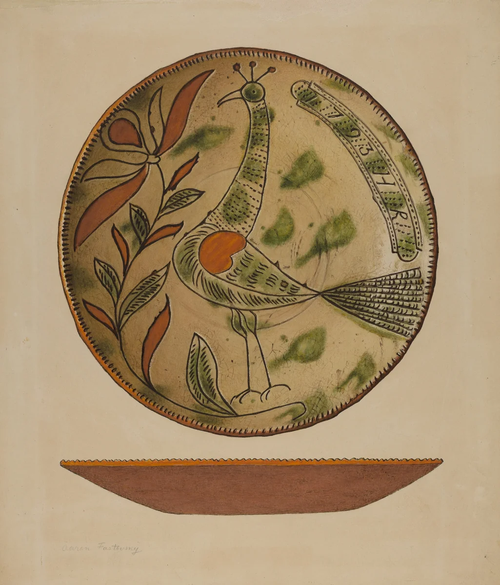 Pennsylvania German Plate by Aaron Fastovsky, index of american design, 1940