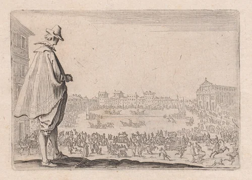 La Course de Chars sur la Place Santa Maria Novella a Florence (The Chariot Race on the Piazza Santa Maria Novella in Florence), from "Les Caprices" Series B, The Nancy Set by Jacques Callot, print, 1617-1620