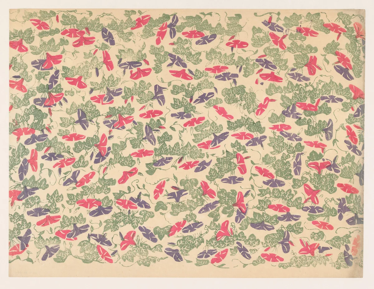 Patroon van bladranken en bloemen van de winde by anonymous, other, 1860-1930