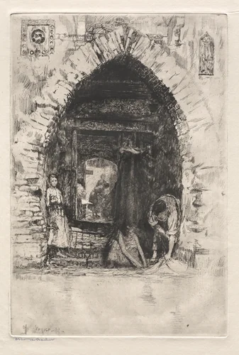 Etchings of Venice: Laundry by Otto H. Bacher, print, 1881