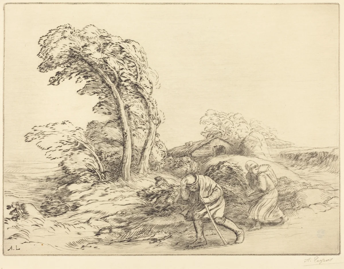 Gust of Wind (Un coup de vent) by Alphonse Legros, print, 1837-1911