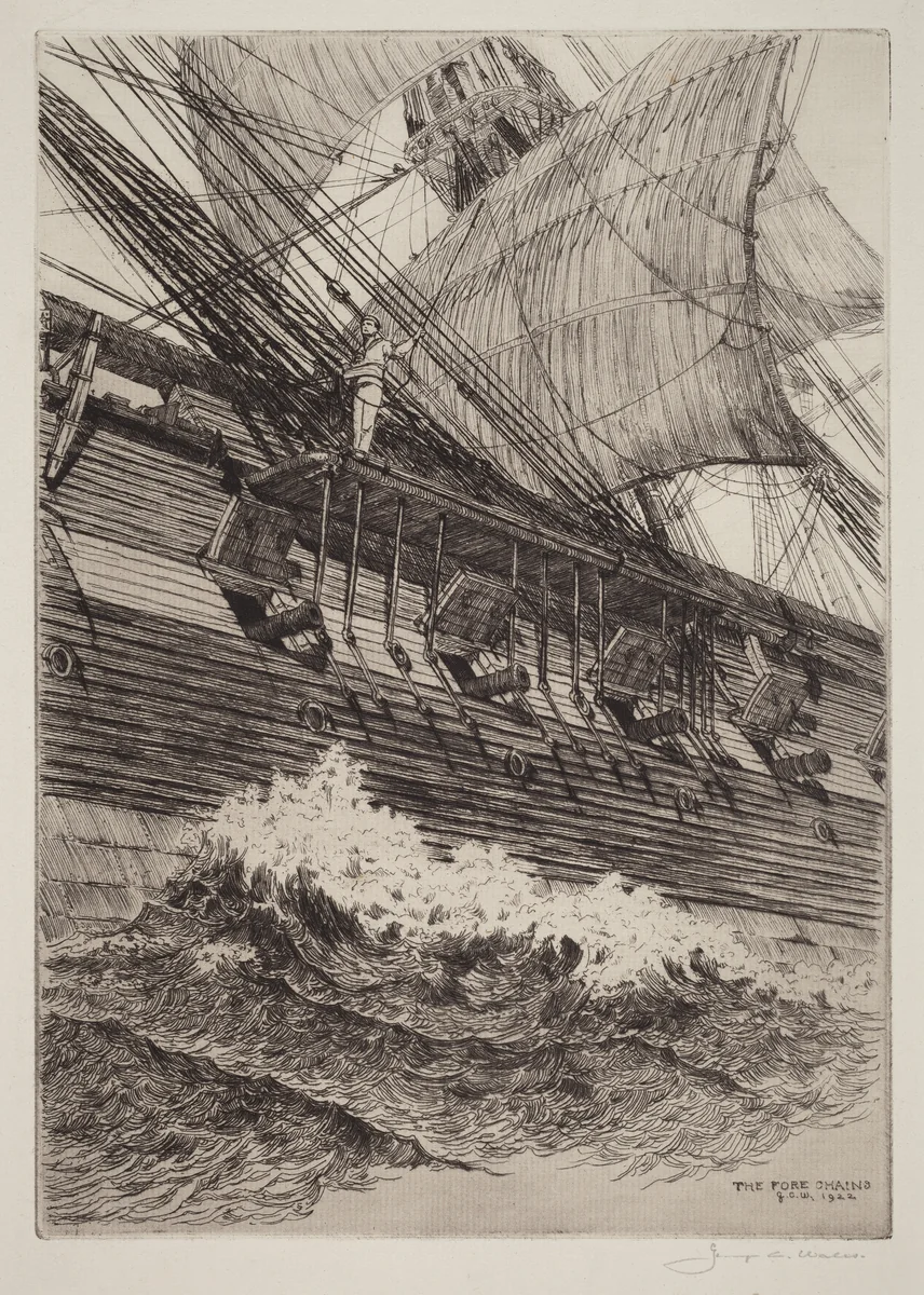 The Fore Chains by George Canning, print, 1922