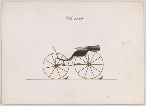Design for Pony Phaeton, no. 3209 by Brewster & Co., drawing, 1876