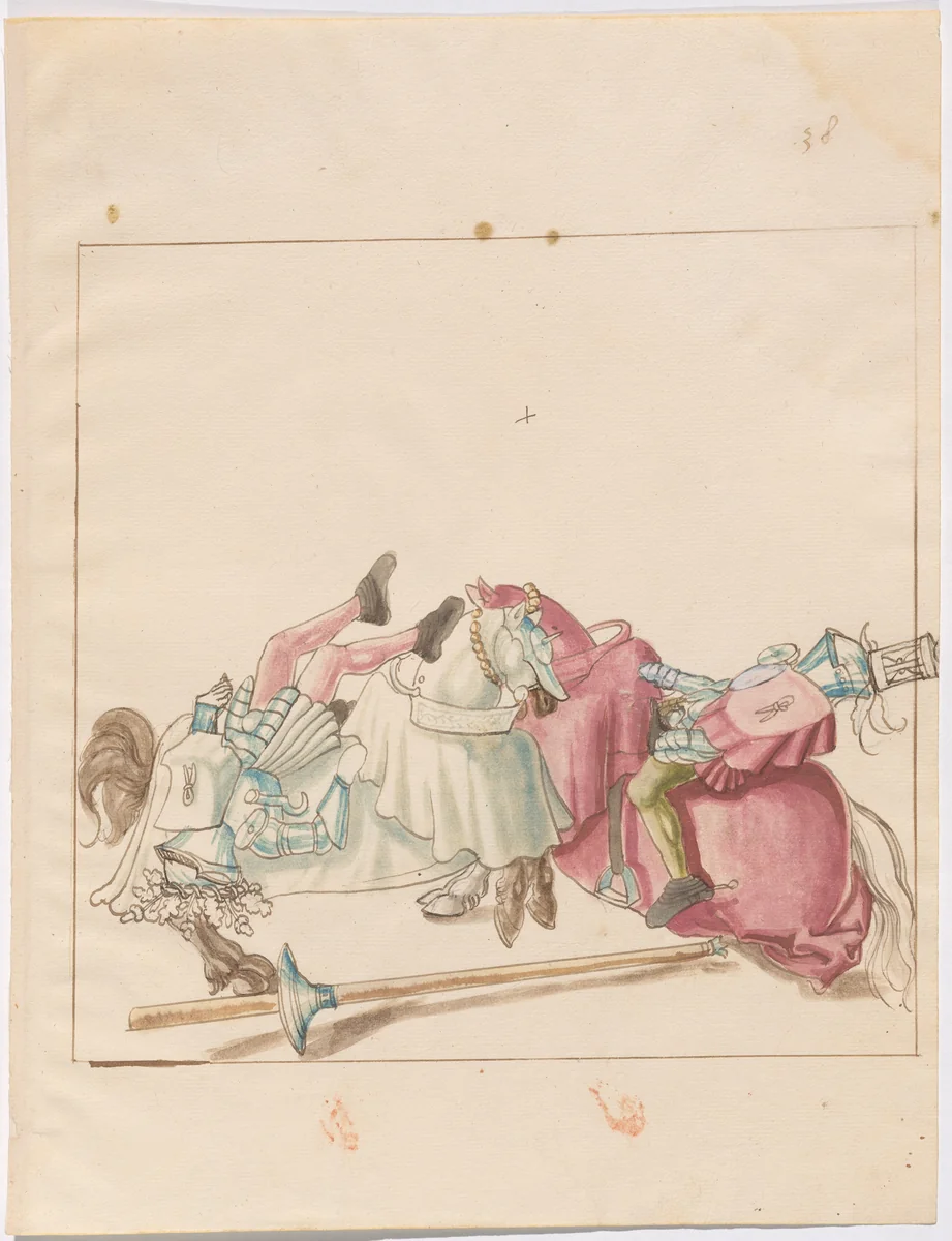 German Joust of Peace by German 16th Century, drawing, 1515